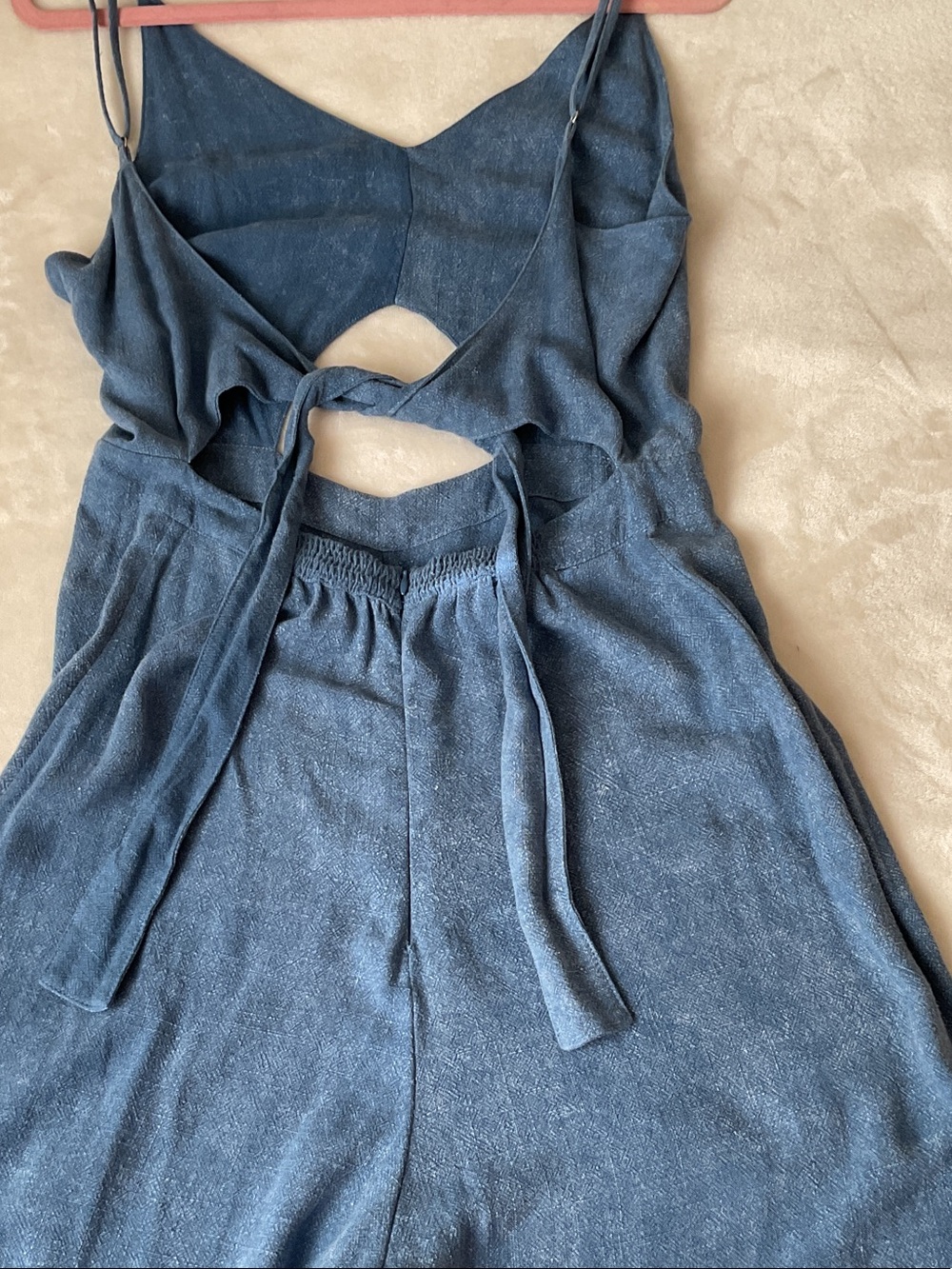 Indah Denim-Blue Wide Leg Jumpsuit with Front Keyhole - Picture 5 of 8